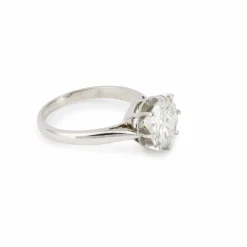 Bague Solitaire platine, or gris, diamant 2.40 cts (Certificat)