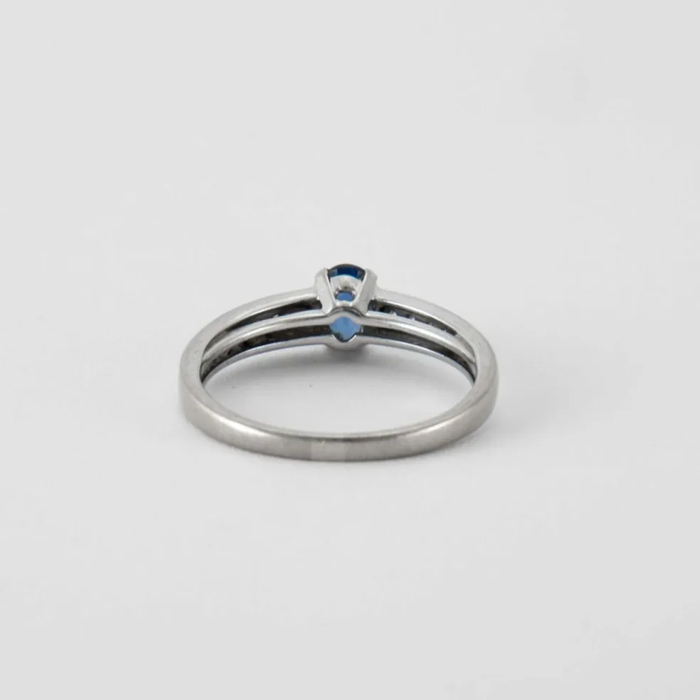 Bague Solitaire Saphir 10 Diamants