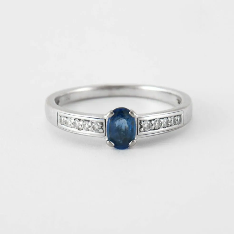 Bague Solitaire Saphir 10 Diamants