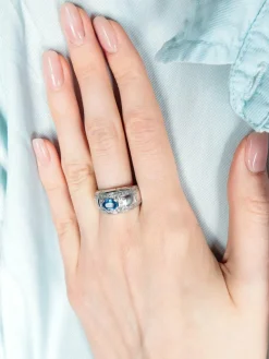 BAGUE SOLITAIRE SAPHIR OR GRIS