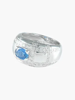 BAGUE SOLITAIRE SAPHIR OR GRIS