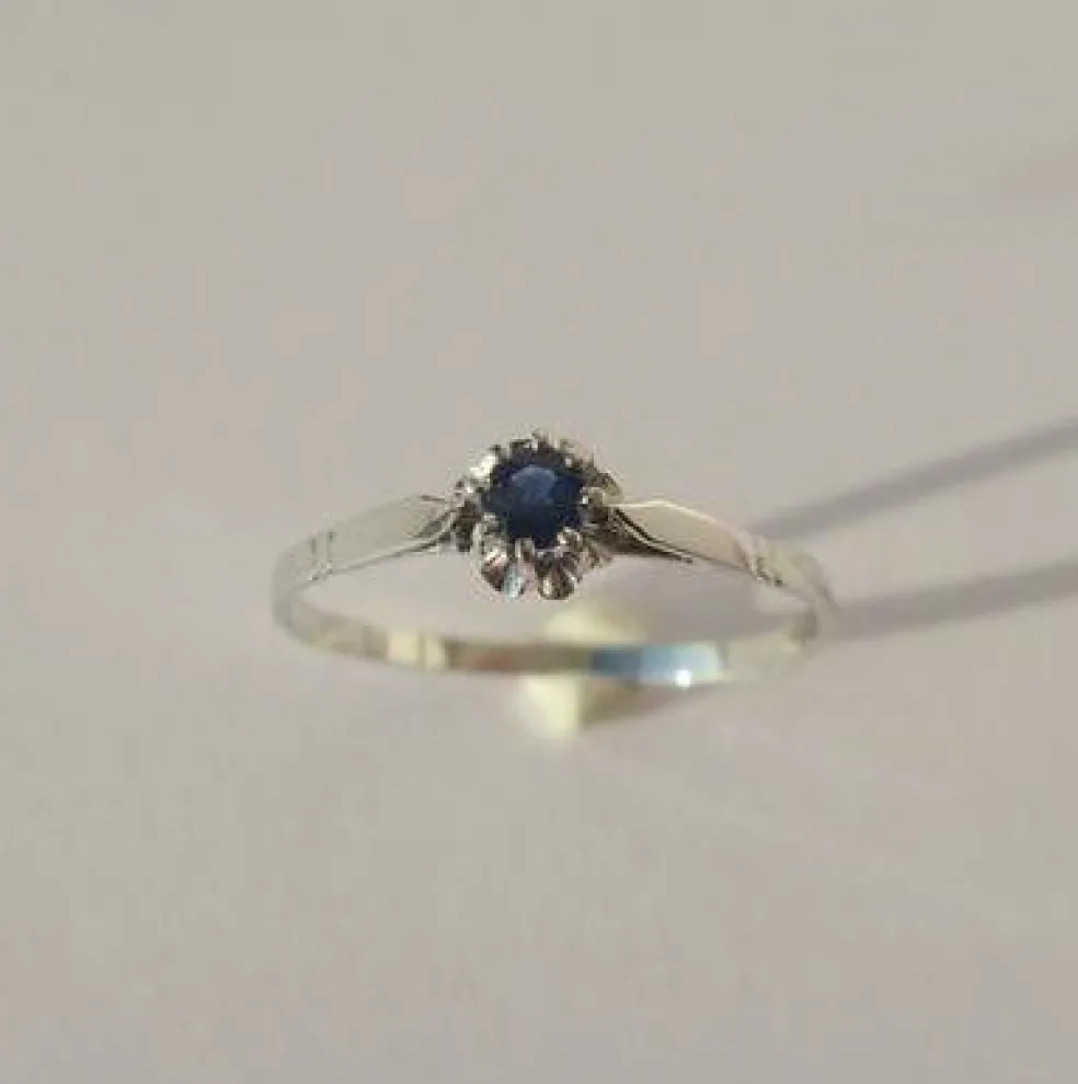 Bague solitaire saphir or blanc et platine
