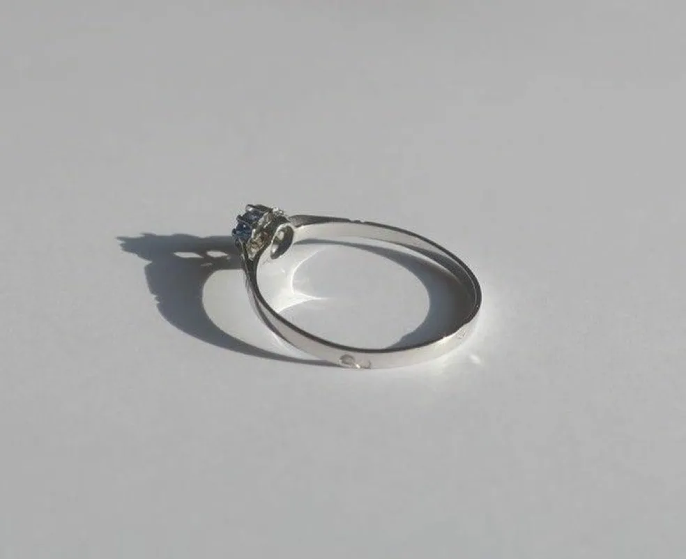 Bague solitaire saphir or blanc et platine