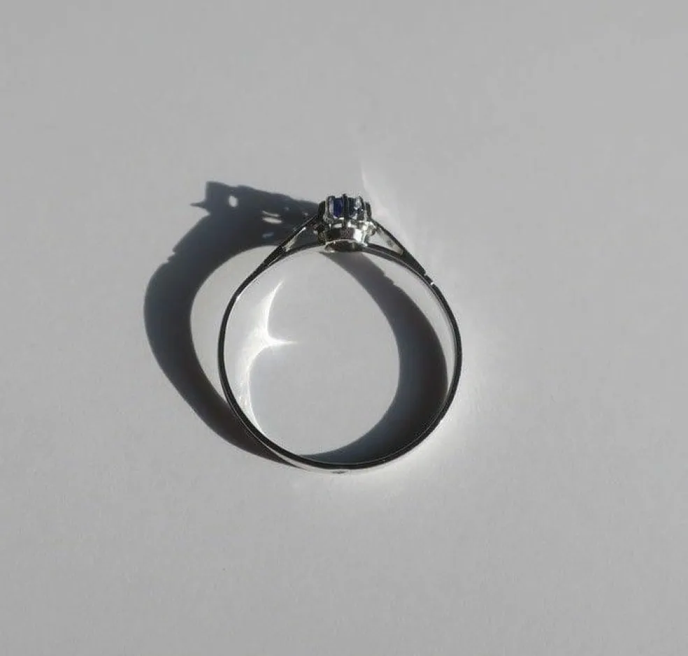 Bague solitaire saphir or blanc et platine