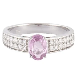 Bague Solitaire Saphir rose Diamants