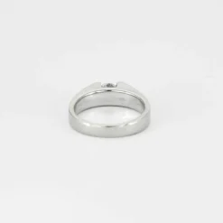 Bague Solitaire Style Chevalière Or Blanc Diamant