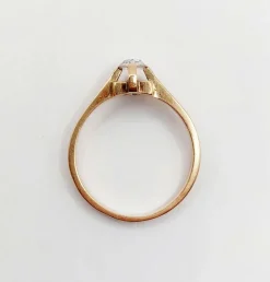 Bague solitaire victorienne or rose diamant poire