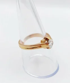 Bague solitaire victorienne or rose diamant poire