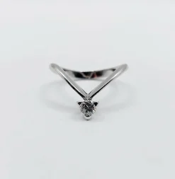 Bague solitaire vintage or blanc diamant taille brillant 0,20 carat