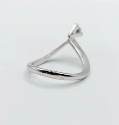 Bague solitaire vintage or blanc diamant taille brillant 0,20 carat