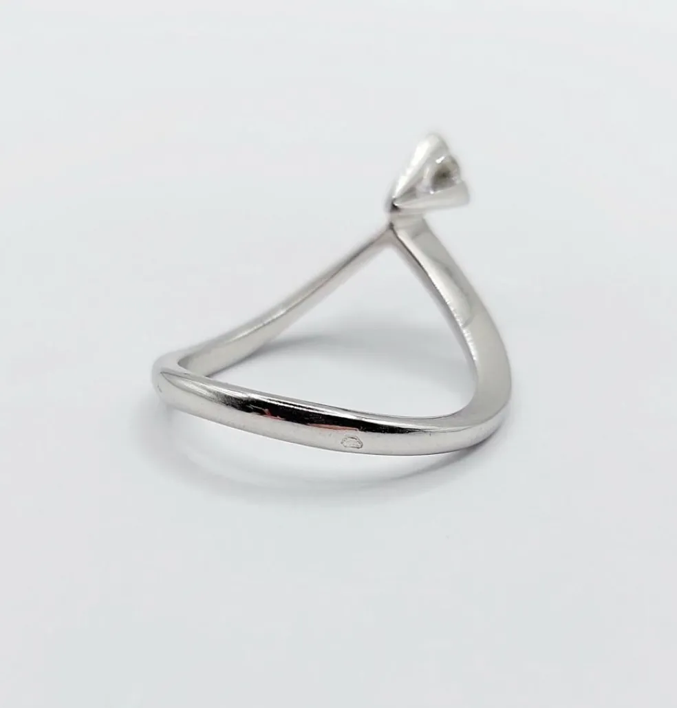 Bague solitaire vintage or blanc diamant taille brillant 0,20 carat