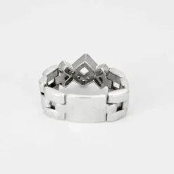 Bague souple, or blanc et diamants
