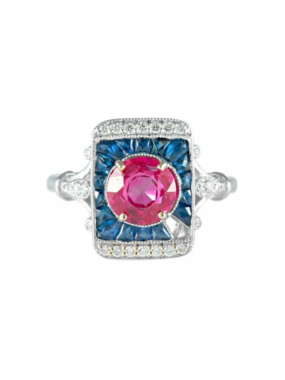 Bague Spinelle Saphirs Diamants