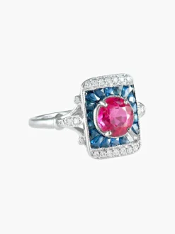 Bague Spinelle Saphirs Diamants