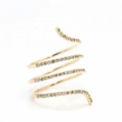 Bague spirale en or jaune et diamants
