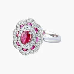 Bague Style 1900 Rubis Diamants