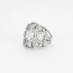 Bague style années 30 or blanc diamants