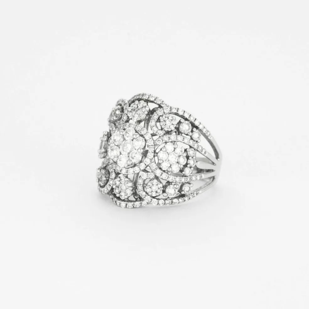 Bague style années 30 or blanc diamants