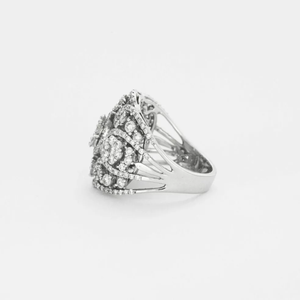 Bague style années 30 or blanc diamants