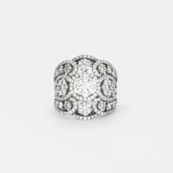 Bague style années 30 or blanc diamants
