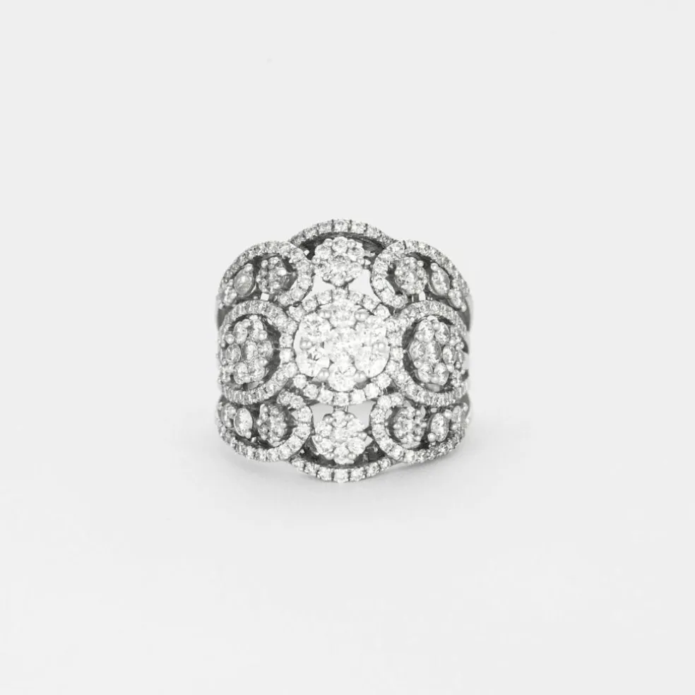 Bague style années 30 or blanc diamants
