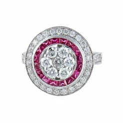 Bague style Art Déco Diamants et Rubis