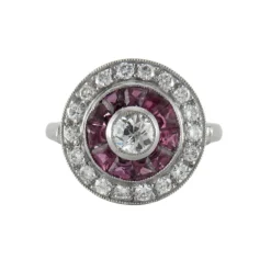 Bague style Art Déco Diamants et Rubis