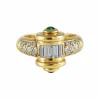 Bague style Art Déco diamants et émeraudes