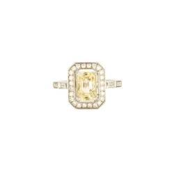 Bague Style Art Déco diamants et saphir jaune