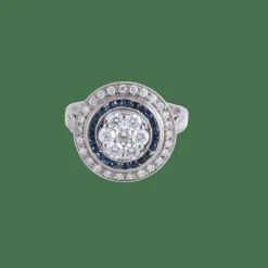 Bague Style Art Déco Diamants Saphirs