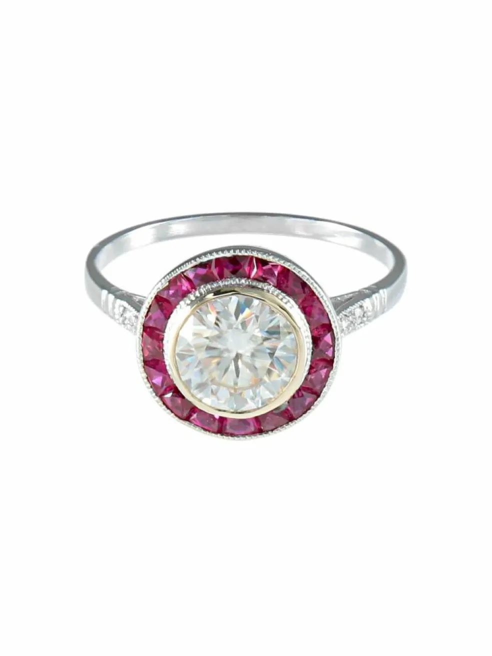 Bague style Art Déco Diamants Rubis