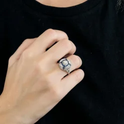 Bague style Art Déco diamants saphirs