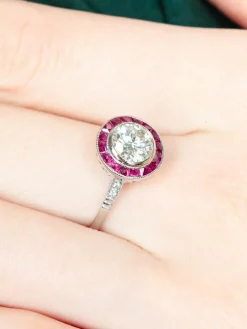 Bague style Art Déco Diamants Rubis