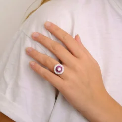 Bague style Art Déco Diamants et Rubis