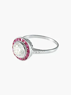 Bague style Art Déco Diamants Rubis