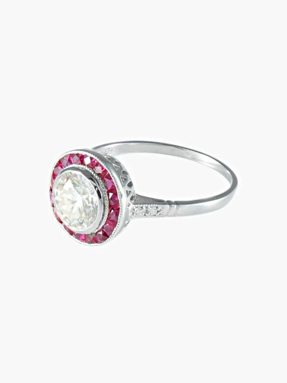 Bague style Art Déco Diamants Rubis