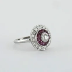 Bague style Art Déco Diamants et Rubis
