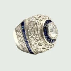 BAGUE STYLE ART DÉCO DIAMANTS SAPHIRS