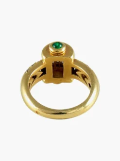 Bague style Art Déco diamants et émeraudes