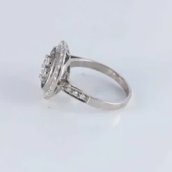 Bague Style Art Déco Diamants Saphirs