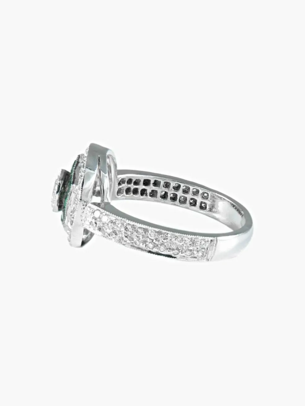 Bague style Art Déco diamants et tsavorites