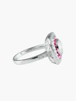 Bague style Art Déco diamants et Rubis
