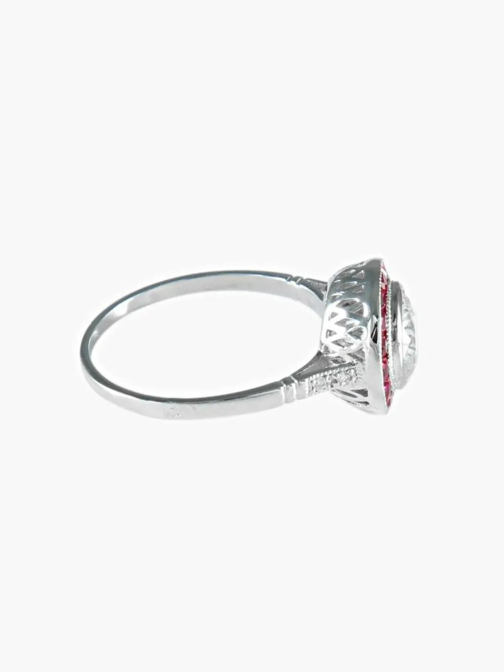 Bague style Art Déco Diamants Rubis