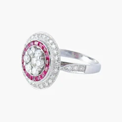 Bague style Art Déco Diamants et Rubis