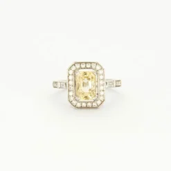 Bague Style Art Déco diamants et saphir jaune