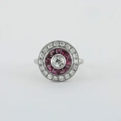 Bague style Art Déco Diamants et Rubis