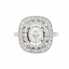 Bague style Art Déco double halo platine diamants