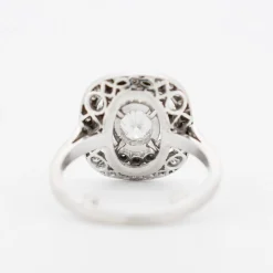 Bague style Art Déco double halo platine diamants