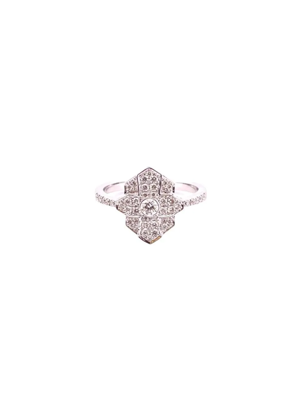 Bague style art déco en or blanc 18 carats et diamants