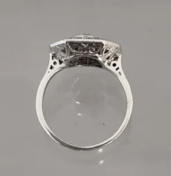 Bague Style Art Déco Octogonale Diamants Or Blanc